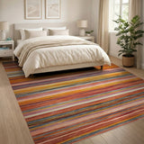 Vibrant Multi-Color Striped Southwestern Rug