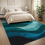 Wave Blue and Teal Blue Teal Wave Abstract Area Rug