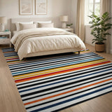 Vibrant Multi-color and Patterns Vibrant Multi-Color Striped Geometric Area Rug