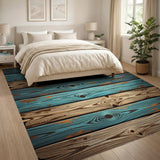 Distressed Teal Barnwood Plank Rug