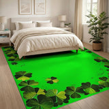 Floral Vintage Emerald Shamrock Border Area Rug
