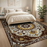 Opulent Gold Medallion Traditional Persian Rug