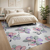 Blush Pink Floral Watercolor Area Rug