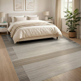 Beige Striped Woven Area Rug