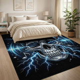 Blue Lightning Skull Area Rug