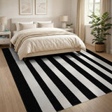 Black and White Vertical Stripe Area Rug