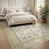 Opulent Gold Floral Persian Area Rug