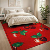 Vibrant Cherry Fruit Pattern Red Area Rug
