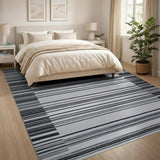 Striped Modern Black White Striped Area Rug