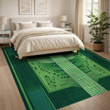 Emerald Green Frog Scale Geometric Area Rug