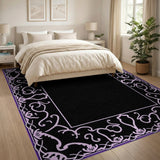 Ornate Purple Persian Border Area Rug