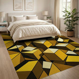 Modern Yellow Geometric Cube Area Rug