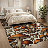 Whimsical Orange Mushroom Cluster Area Rug