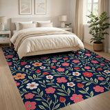 Navy Strawberry Blossom Area Rug