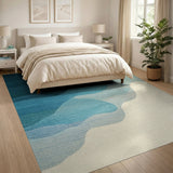 Blue Teal Oceanic Wave Abstract Area Rug
