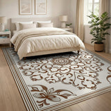 Ornate Brown Medallion Persian Area Rug