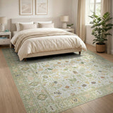 Sage Green Persian Garden Floral Rug