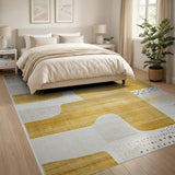 Abstract Yellow Area Rug with Organic Shapes