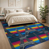 Geometric Modern Rainbow Eiffel Tower Area Rug