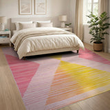 Vibrant Pink Yellow Gradient Geometric Area Rug
