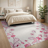 Whimsical Pink Blossom Butterfly Rug