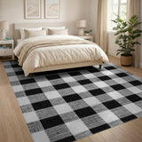 Black and White Checkered Black White Checkered Geometric Area Rug