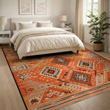 Orange Vibrant Orange Southwestern Geometric Area Rug