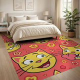 Cheeky Yellow Cartoon Cats Rug