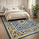 Gold Geometric Modern Area Rug