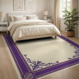 Purple Ornate Purple Floral Border Area Rug