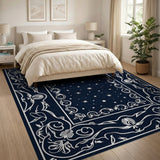 Ornate Starry Night Black White Area Rug