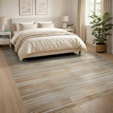 Beige Tan Geometric Stripe Area Rug