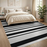 Bold Black White Striped No. 40 Area Rug