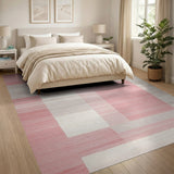 Pink Geometric Block Area Rug