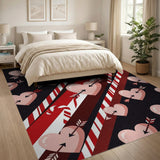 Pink Hearts Arrows Candy Cane Stripe Rug