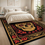 Ornate Sugar Skull with Roses Area Rug