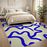Blue Wavy Lines Abstract Area Rug