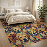 Vibrant Rainbow Dog Portrait Area Rug