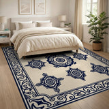 Ornate Navy Octagonal Medallion Persian Rug