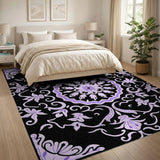 Ornate Purple Mandala Floral Rug