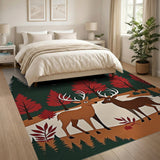 Nuzzling Deer in Autumn Forest Area Rug