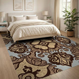 Ornate Brown Tan Traditional Persian Rug