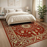 Red Red Persian Floral Medallion Area Rug