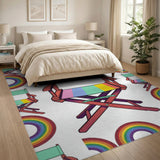 Multi-color and Patterns Rainbow Director Chair Kids Area Rug