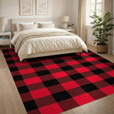 Classic Red Black Buffalo Plaid Rustic Farmhouse Area Rug