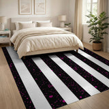 Pink Dotted Black Stripe Area Rug