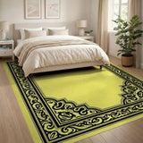 Ornate Black Border Yellow Persian Area Rug