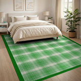 Geometric Modern Green Classic Green Gingham Checkered Area Rug