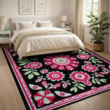 Floral Vintage Vibrant Pink Floral Mandala Area Rug