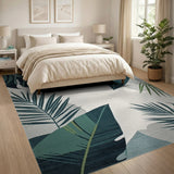 Teal Palm Frond Abstract Area Rug